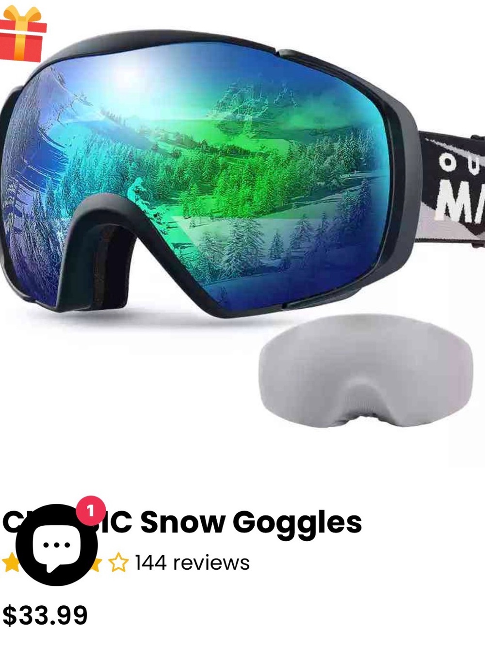 Blue Mirrored Ski Visor/Goggles